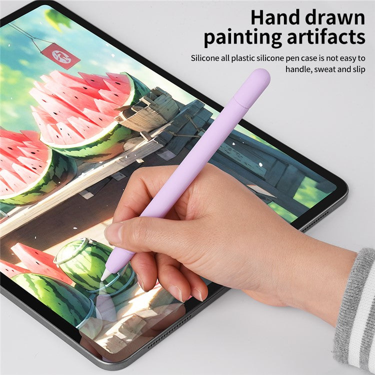 For Apple Pencil (USB-C) Silicone Sleeve Anti-Drop Stylus Pencil Protective Case with Tip Cap - Purple