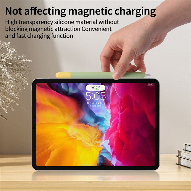 For Apple Pencil (USB-C) Silicone Sleeve with 2 Tip Caps, Drop-Proof Stylus Protective Case - Black