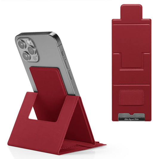 Ultra-Thin Foldable Cell Phone Holder PU Leather Phone Desktop Stand - Red