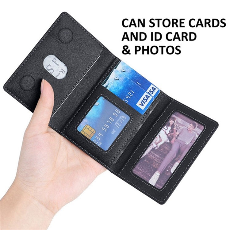 Compatible with MagSafe Card Holder Tri-fold Wallet Kickstand for iPhone 12-15 - Black