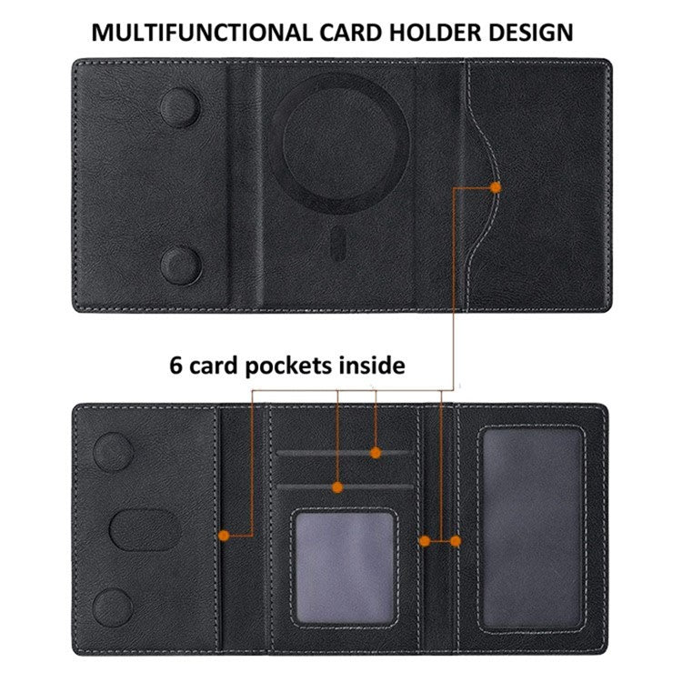 Compatible with MagSafe Card Holder Tri-fold Wallet Kickstand for iPhone 12-15 - Black