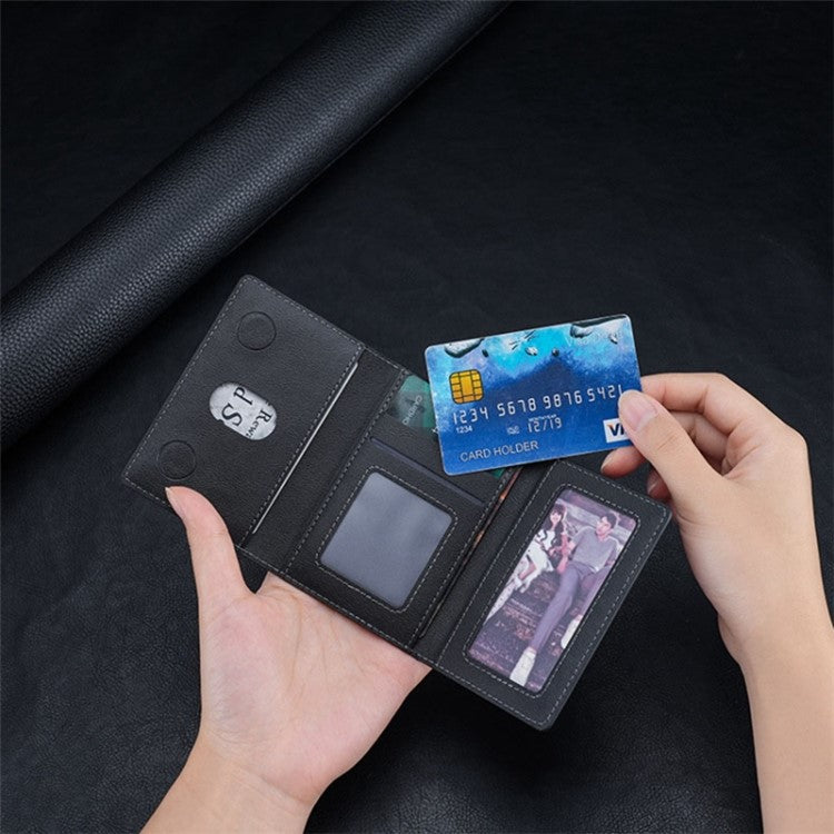 Compatible with MagSafe Card Holder Tri-fold Wallet Kickstand for iPhone 12-15 - Black