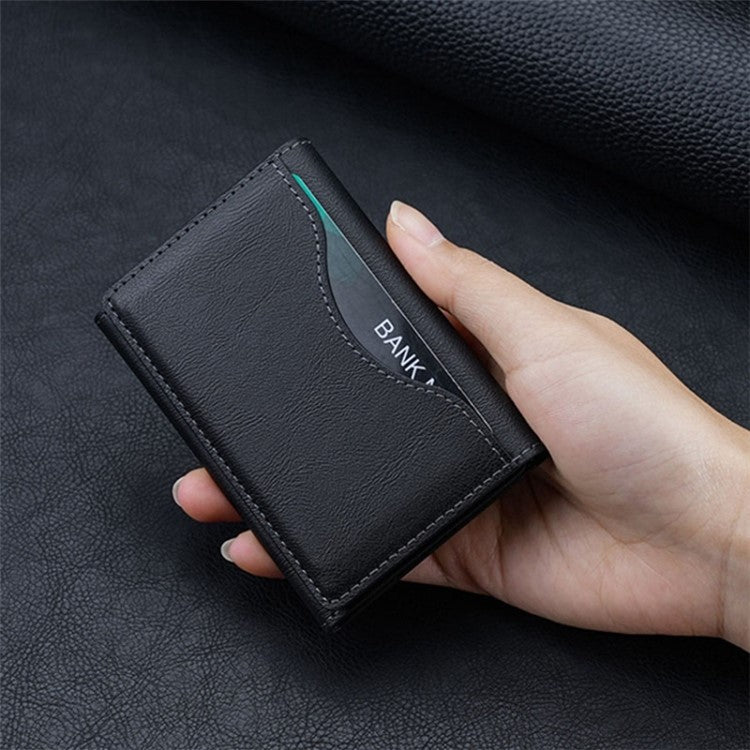 Compatible with MagSafe Card Holder Tri-fold Wallet Kickstand for iPhone 12-15 - Black