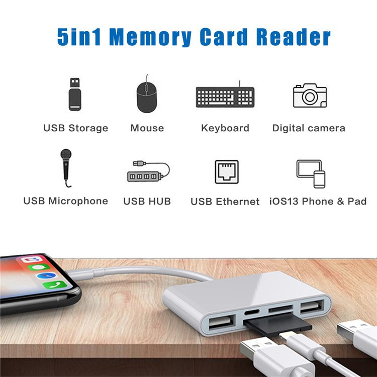 5-in-1 Lightning Multi-function Camera Memory Card Reader Adapter