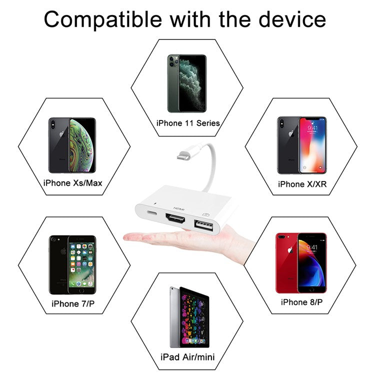 Lightning to HDMI HD Multi-function 3-IN-1 OTG Convertor Adapter