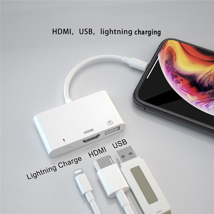 Lightning to HDMI HD Multi-function 3-IN-1 OTG Convertor Adapter