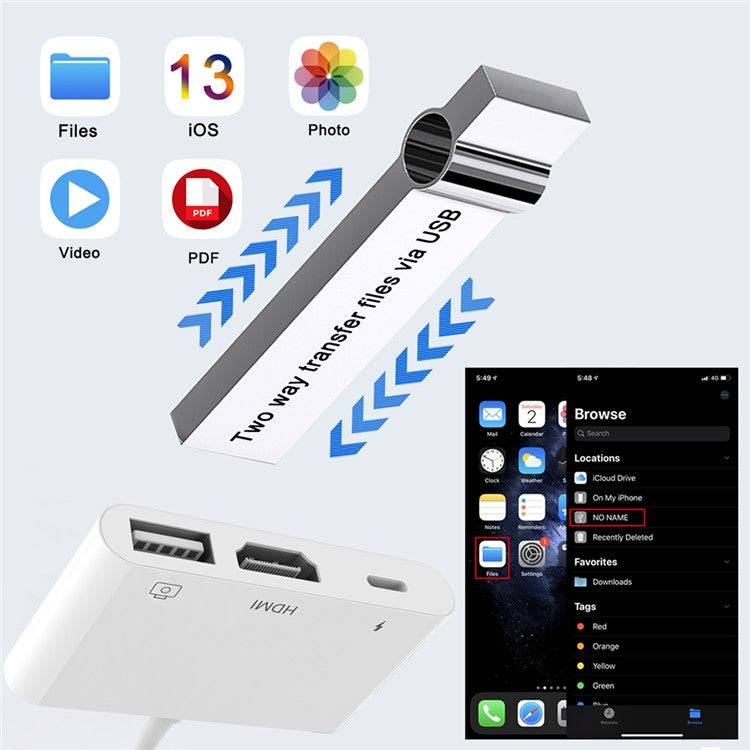 Lightning to HDMI HD Multi-function 3-IN-1 OTG Convertor Adapter