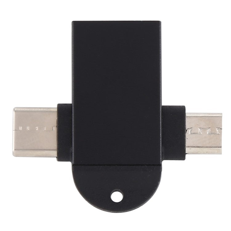 USB3.0 Female to Type-C+Micro USB Multifunction OTG Adapter - Black
