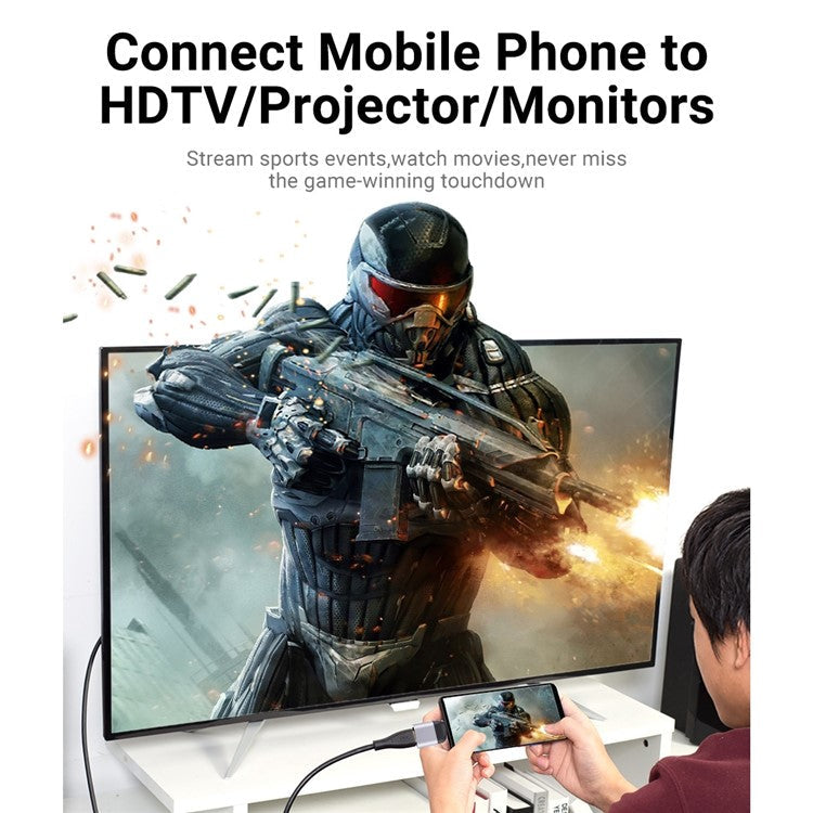 Type-C Male Head to HDMI 2.0 Version Adapter (Support 3D Visual Effect)