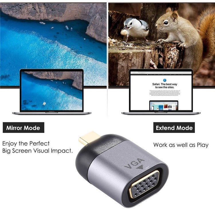 Type-C Male Head to VGA DB15P Female Head Adapter