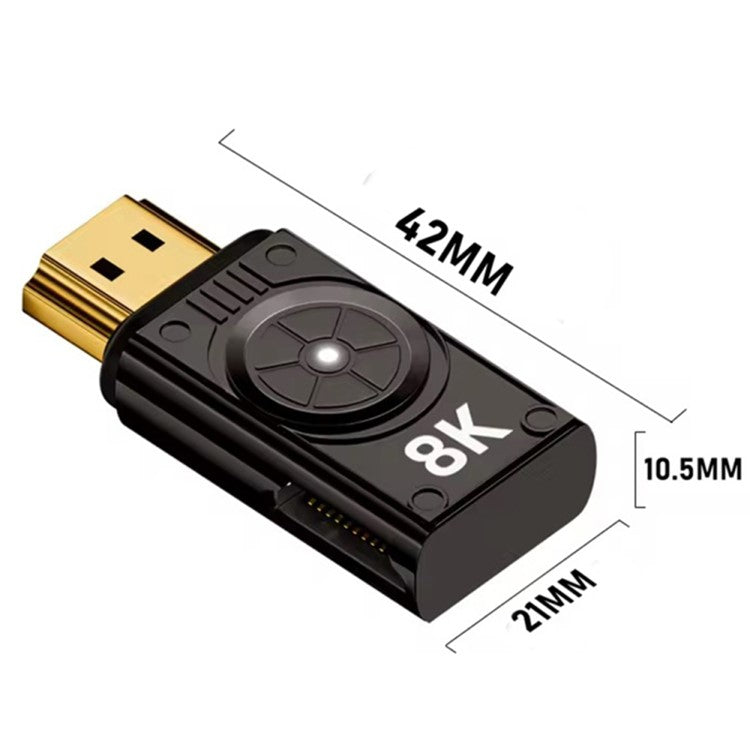 8K 60Hz HDMI to HDMI Side Bend Connector Zinc Alloy Magnetic Adapter (Right Bend) - Silver