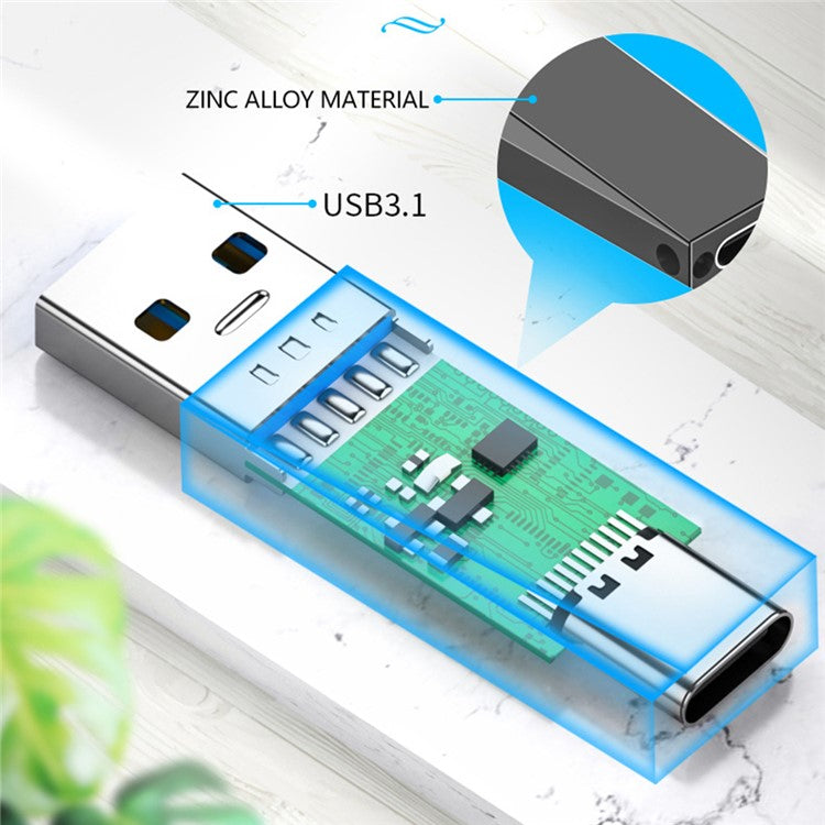ADS-613 USB Male Adapter to Type-C Female 10Gbps Fast Data Transfer Converter - Champagne Gold