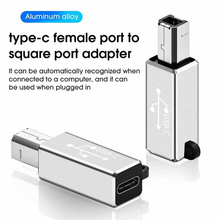 ADS-618 USB-C Female to Printer Male Adapter for Electric Piano, Printer, Scanner - Silver