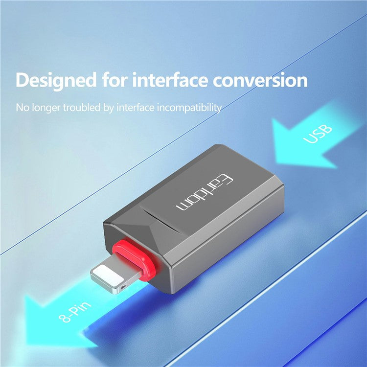 EARLDOM OT87L USB-A 3.0 Female to 8-Pin Lightning Male OTG Adapter USB Dick Converter