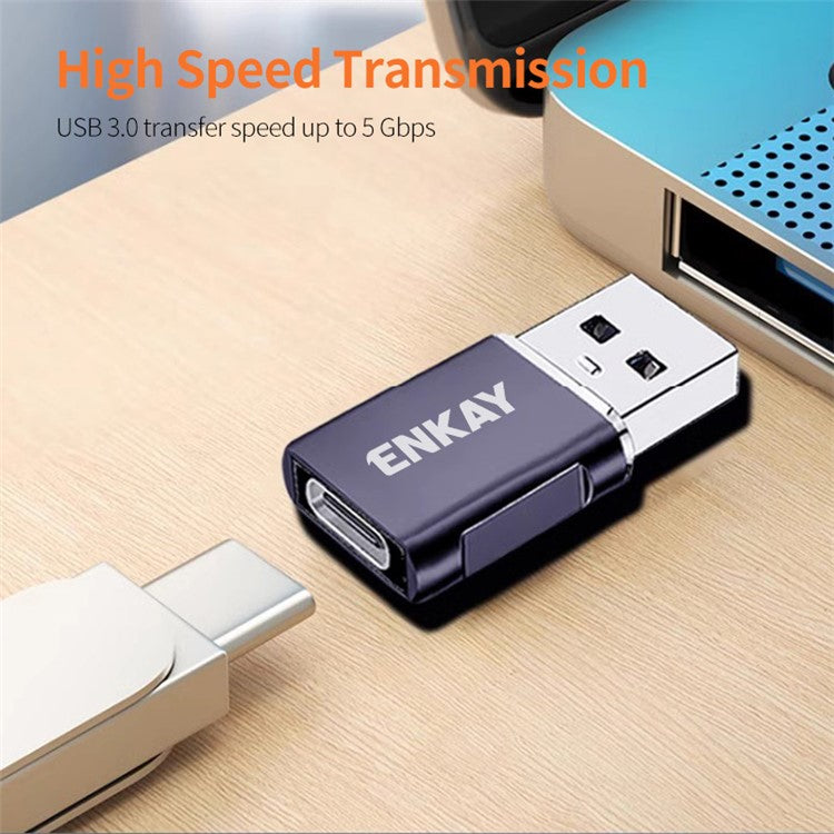 ENKAY HAT PRINCE ENK-AT119 USB 3.0 Male Adapter to Type-C Female Fast Data Transfer Converter - Green