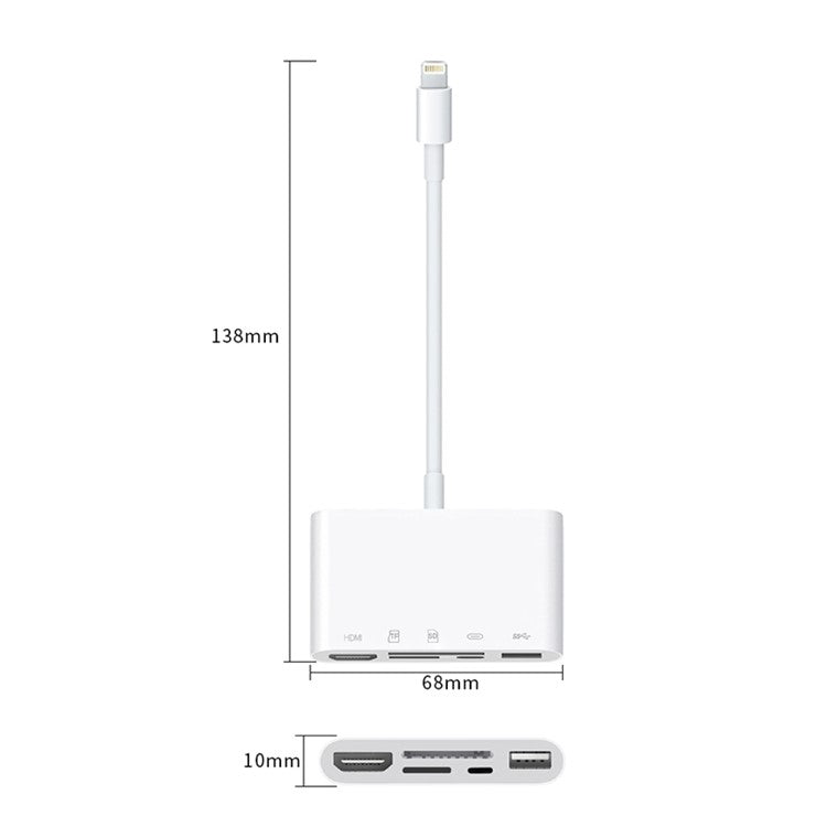 NK-1032 5 in 1 Hub 8 Pin Lightning to HDMI USB Type C Adapter with SD TF Card Reader