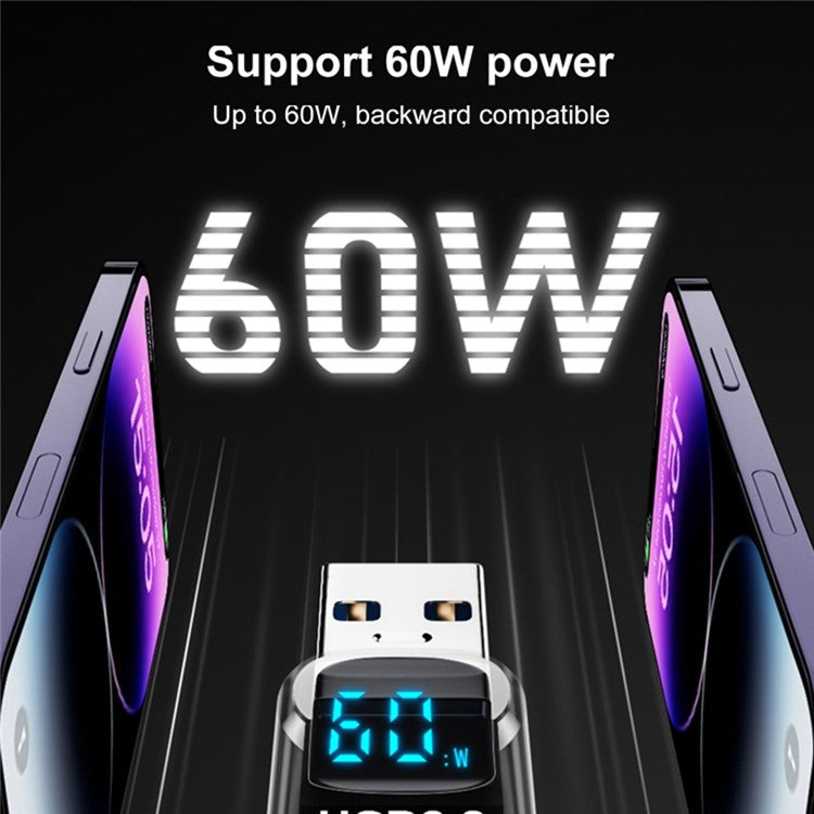 60W 10Gbps Digital Display Adapter Type-C to USB-A Female to Male Mini Converter