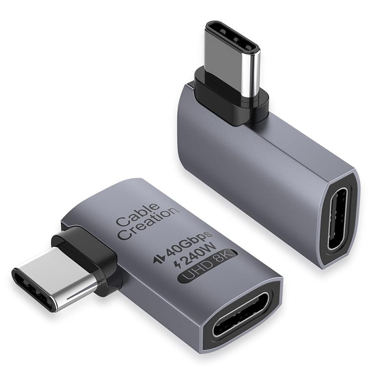 CABLECREATION USB 4.0 Elbow Type-C Male to Type-C Female Converter 240W Fast Charging Adapter - CC1294