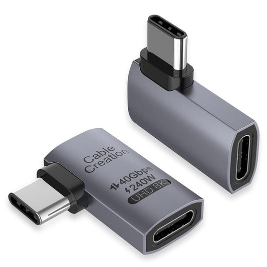 CABLECREATION USB 4.0 Elbow Type-C Male to Type-C Female Converter 240W Fast Charging Adapter - CC1294
