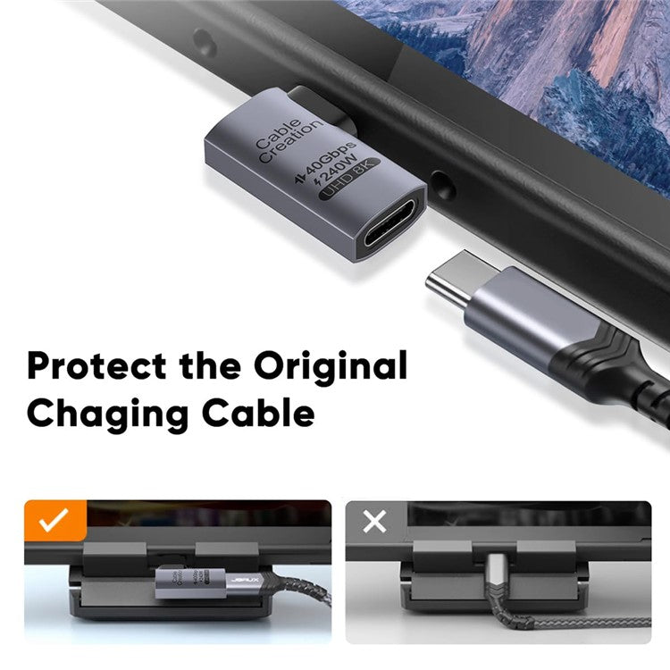 CABLECREATION USB 4.0 Elbow Type-C Male to Type-C Female Converter 240W Fast Charging Adapter - CC1294