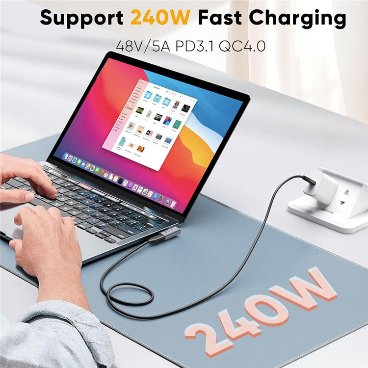 CABLECREATION USB 4.0 Elbow Type-C Male to Type-C Female Converter 240W Fast Charging Adapter - CC1294