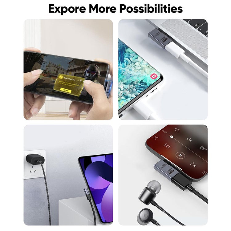 CABLECREATION USB 4.0 Elbow Type-C Male to Type-C Female Converter 240W Fast Charging Adapter - CC1294
