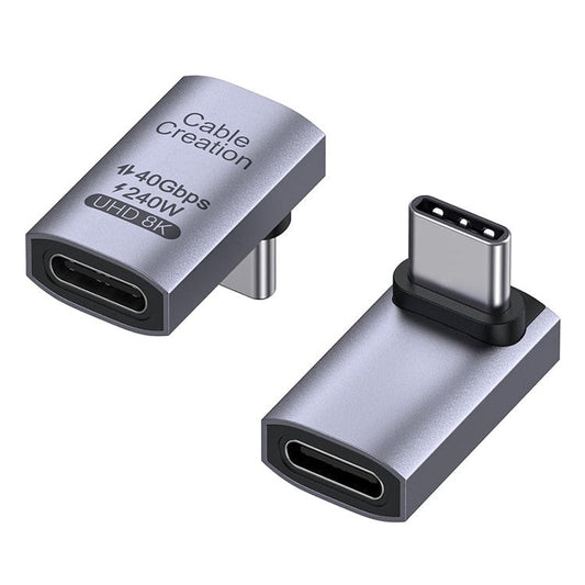 CABLECREATION USB 4.0 Elbow Type-C Male to Type-C Female Converter 240W Fast Charging Adapter - CC1296