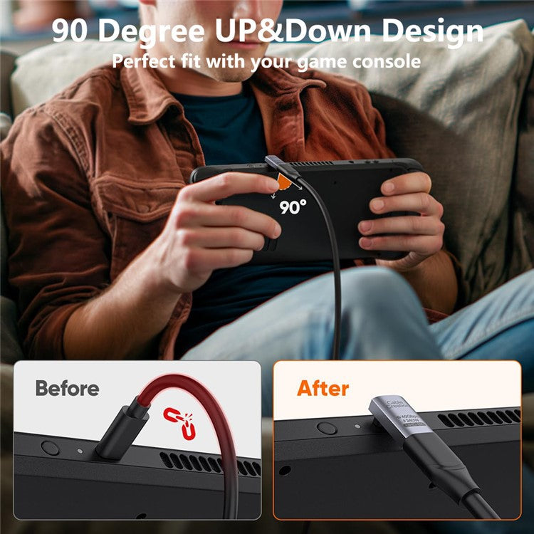 CABLECREATION USB 4.0 Elbow Type-C Male to Type-C Female Converter 240W Fast Charging Adapter - CC1296