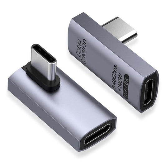 CABLECREATION USB 4.0 Elbow Type-C Male to Type-C Female Converter 240W Fast Charging Adapter - CC1295