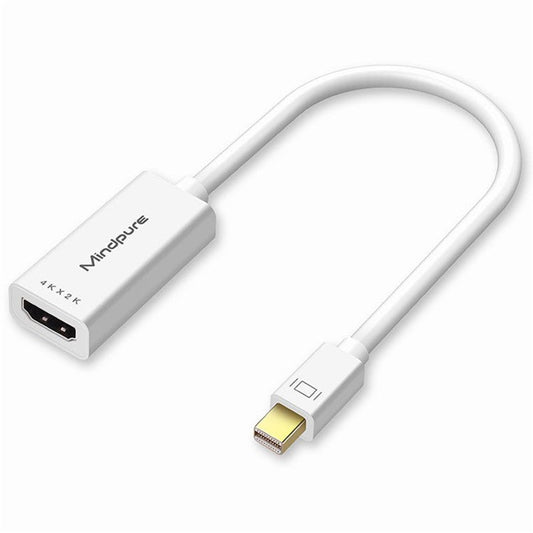 MINDPURE AD007 Plug and Play 4K 30Hz Video Output Mini DP to HD Male to Female Adapter Cable - White