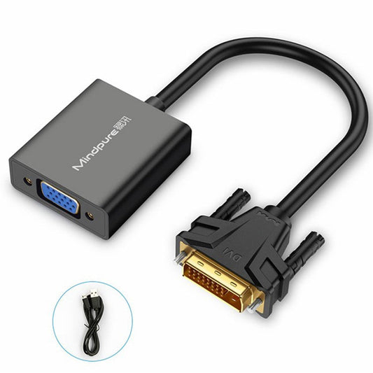 MINDPURE AD013 1920x1080P 60Hz DVI to VGA Male to Female Adapter Cable for Projectors Monitors