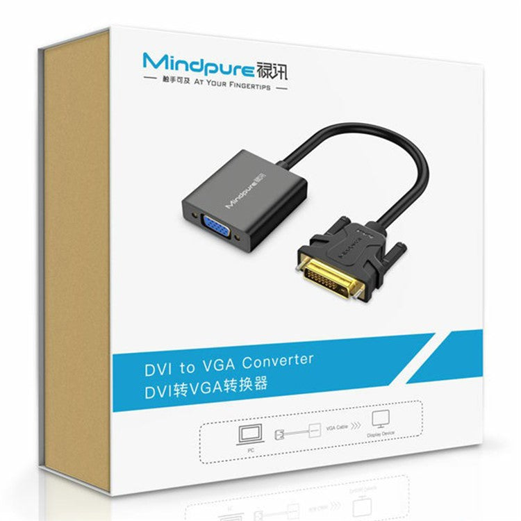 MINDPURE AD013 1920x1080P 60Hz DVI to VGA Male to Female Adapter Cable for Projectors Monitors