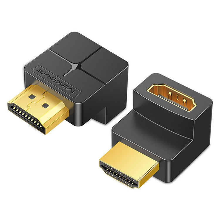 MINDPURE AD047 HDMI Male to Female Signal Docking Adapter 4K HDMI 2.0 Elbow Converter - 90-Degree Up Angled