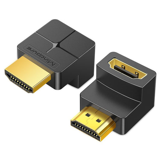MINDPURE AD047 HDMI Male to Female Signal Docking Adapter 4K HDMI 2.0 Elbow Converter - 90-Degree Down Angled