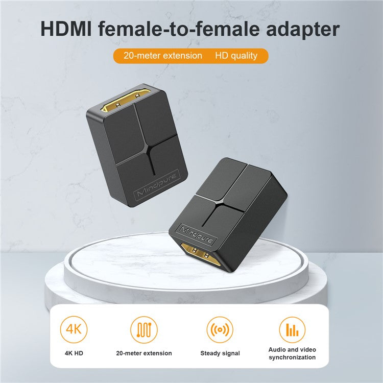 MINDPURE AD046 HDMI Female to Female Adapter 4K HDMI 2.0 HD Video Connector