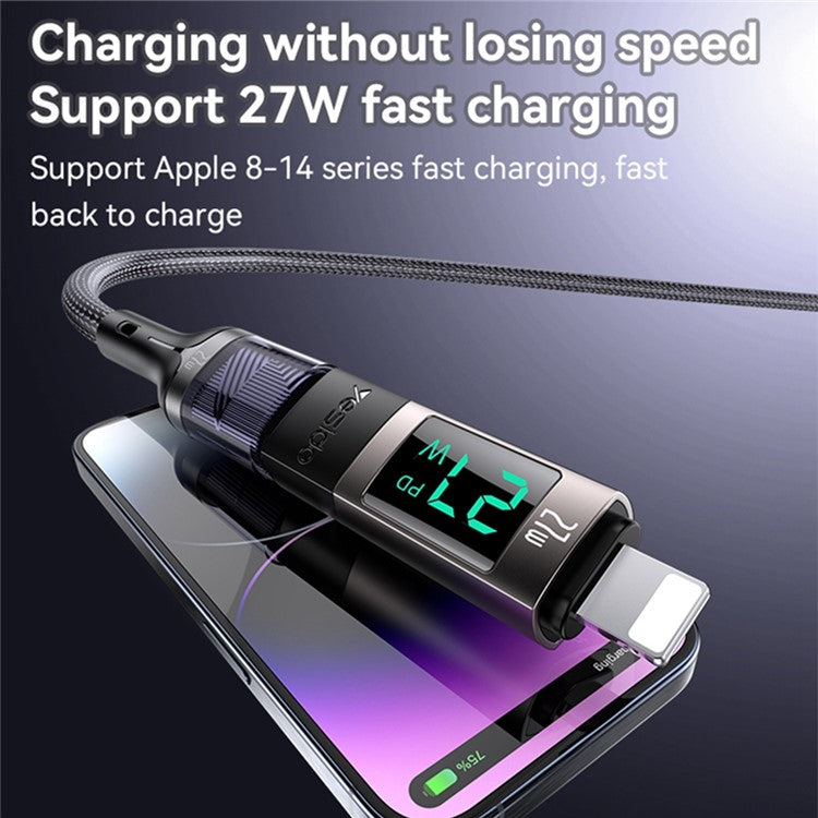 YESIDO GS25 CTOL 27W Fast Charging Lightning Extender Adapter 8-Pin Male to Type-C Female Converter