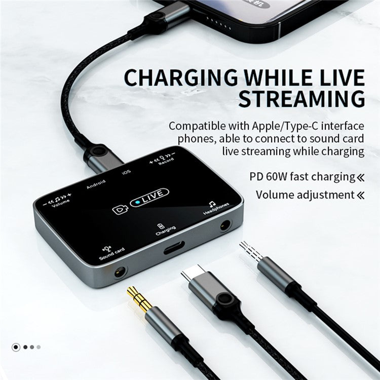 MH319 For 8-Pin iOS / Type-C Android Stereo Live Streaming Converter Sound Card Karaoke Adapter