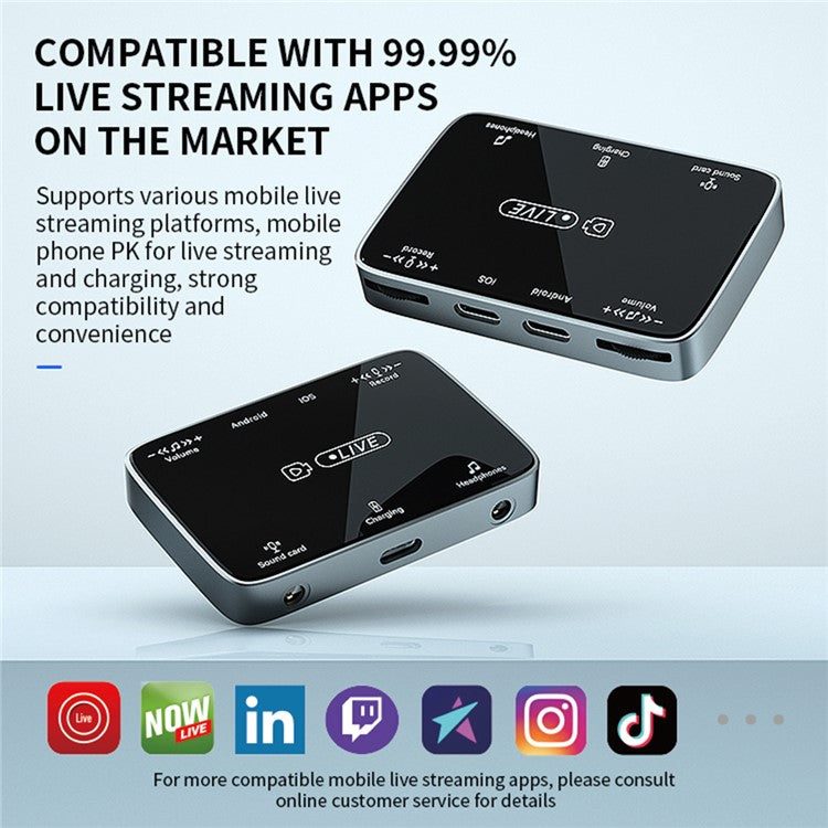 MH319 For 8-Pin iOS / Type-C Android Stereo Live Streaming Converter Sound Card Karaoke Adapter