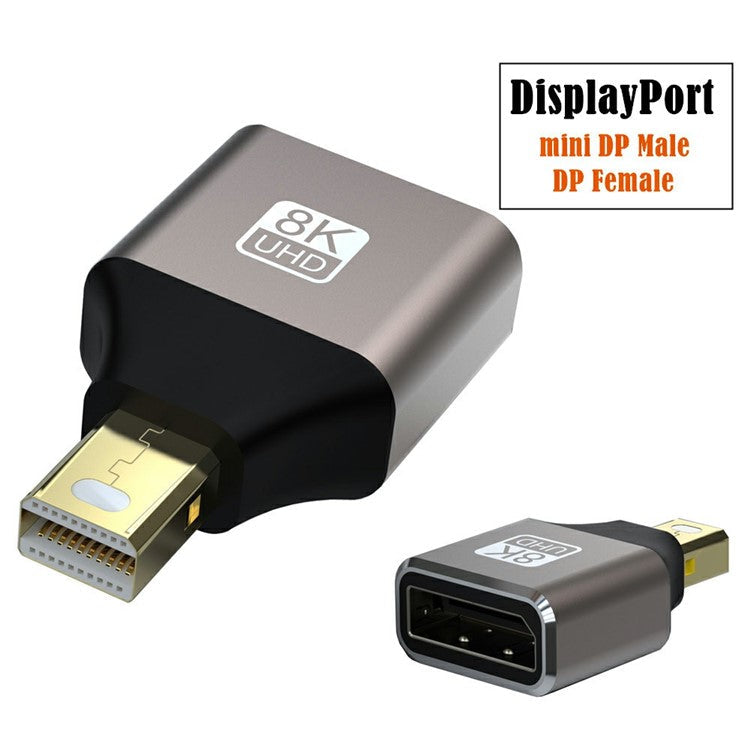 8K / 60Hz Mini DisplayPort Male to DP Female Converter Mini Adapter Compatible with Thunderbolt 2