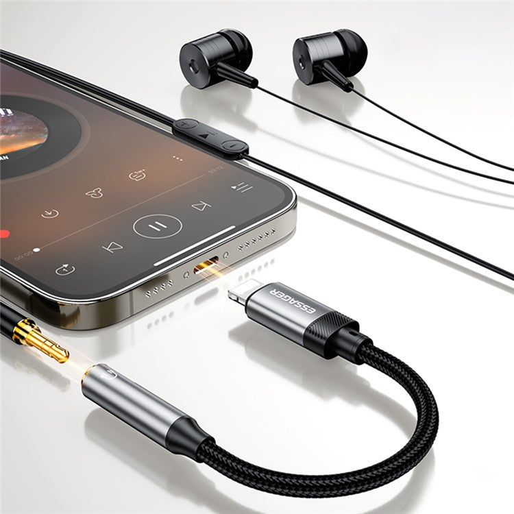 ESSAGER Lightning Male to 3.5mm Female Headphone Connection Audio Adapter Cable
