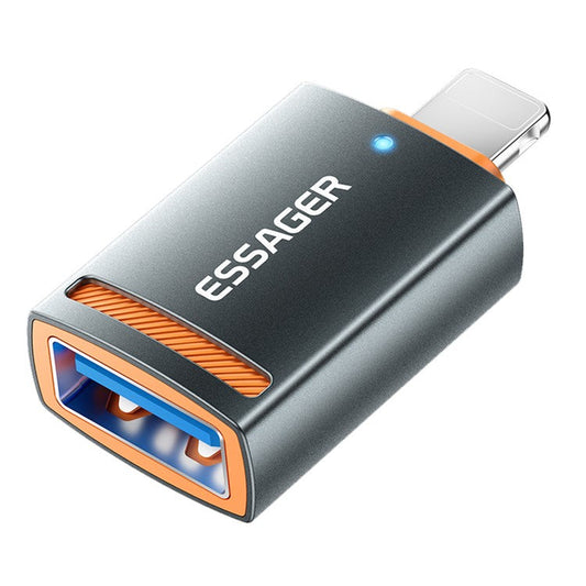 ESSAGER USB Female to Lightning Male Converter Aluminum Alloy OTG Adapter