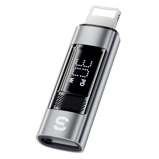 ESSAGER Fast Charging Adapter 480Mbps Aluminum Alloy Mini Converter with Digital Display - Type-C Female to iP Male
