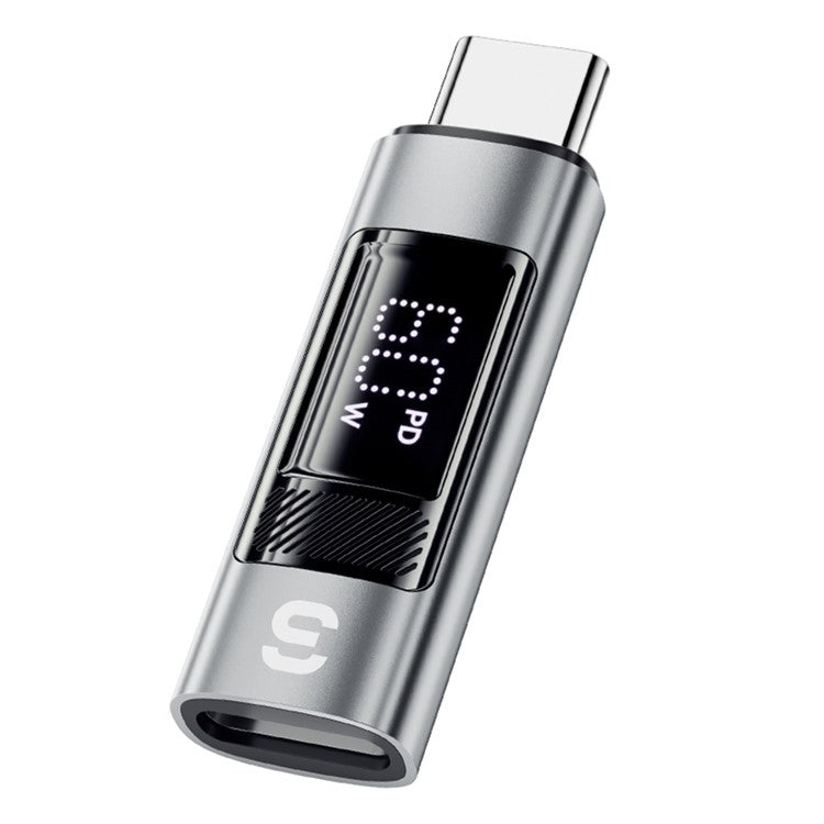 ESSAGER Fast Charging Adapter 480Mbps Aluminum Alloy Mini Converter with Digital Display - iP Female to Type-C Male