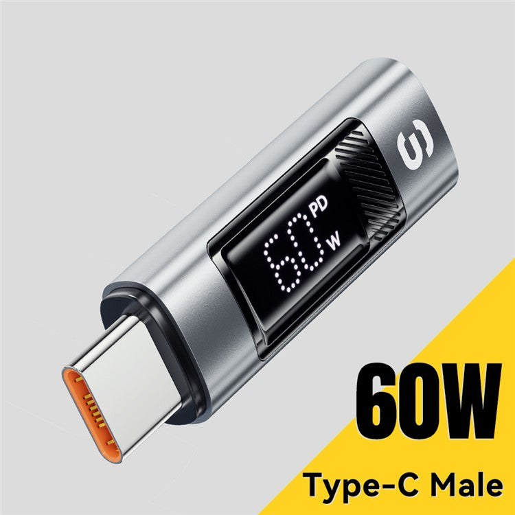 ESSAGER Fast Charging Adapter 480Mbps Aluminum Alloy Mini Converter with Digital Display - iP Female to Type-C Male
