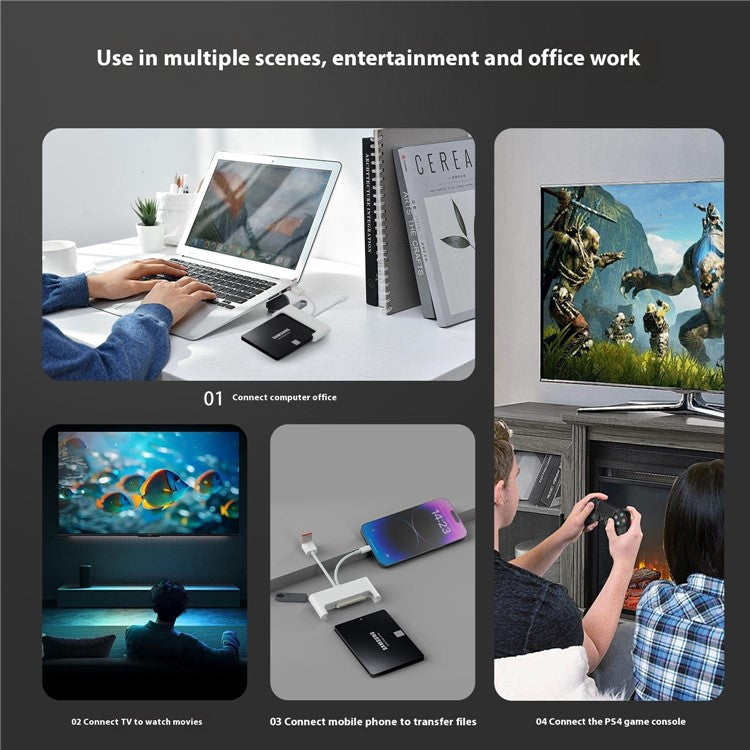 NK-1046TL Pro 3-in-1 USB + Type C + iP to SATA Fast Data Transfer Multi-Function Adapter
