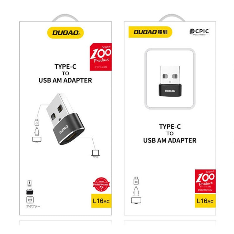 DUDAO L16AC For iPhone 15 USB Male to USB-C Female Adapter Charging Data Transfer OTG Converter