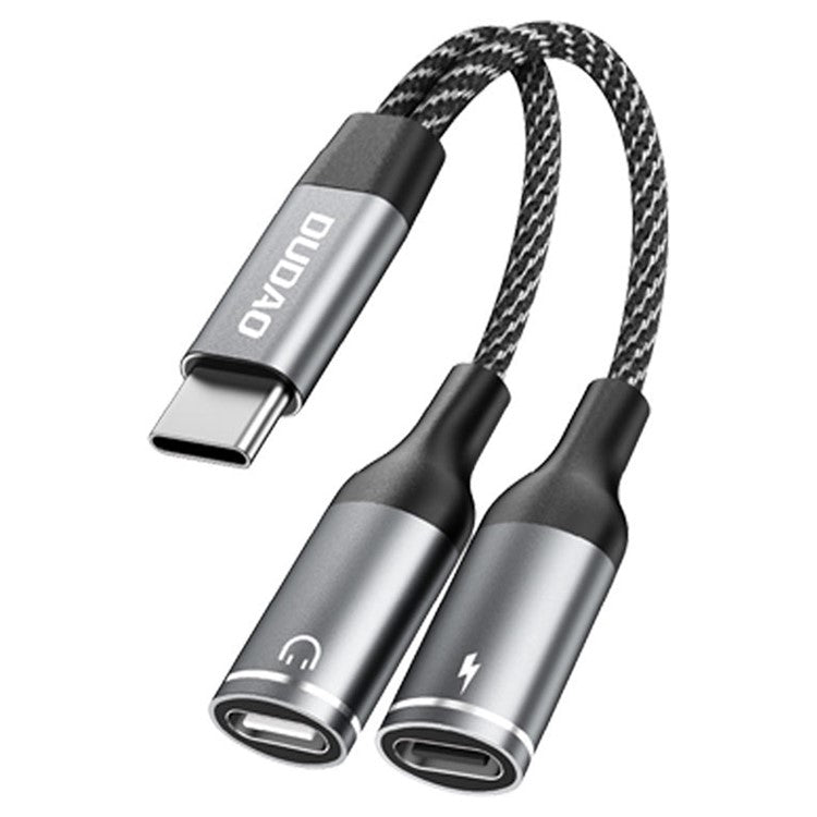 DUDAO L13C+ Type-C Male to Type-C Female Charging + Type-C Female Audio Headphone Adapter Splitter Cable with Digital Decoding