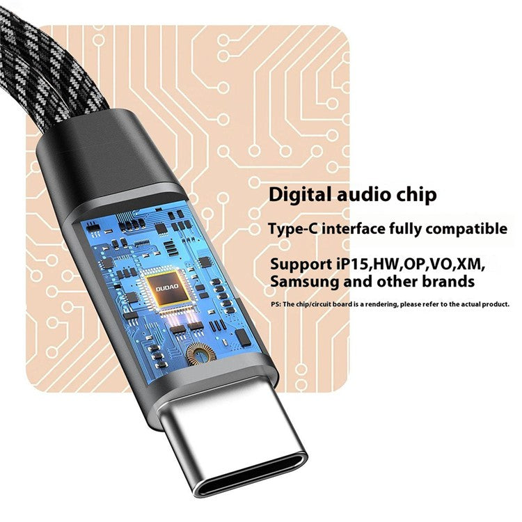 DUDAO L13C+ Type-C Male to Type-C Female Charging + Type-C Female Audio Headphone Adapter Splitter Cable with Digital Decoding