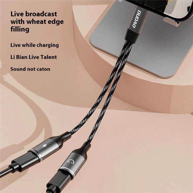 DUDAO L13C+ Type-C Male to Type-C Female Charging + Type-C Female Audio Headphone Adapter Splitter Cable with Digital Decoding