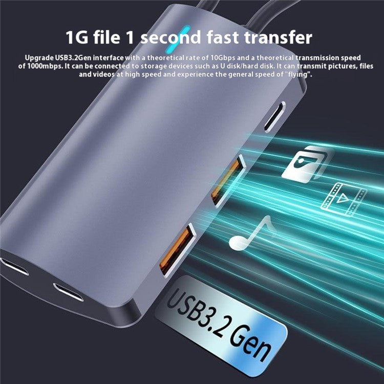 2395-2A2C32 5-in-1 10Gbps Expansion Dock Type-C to 2xUSB3.2 + 2xUSB-C + PD 100W Hub Converter